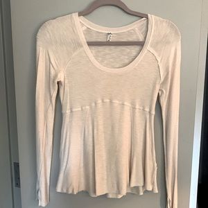 Free People Long Sleeve Ivory Top, Size Small